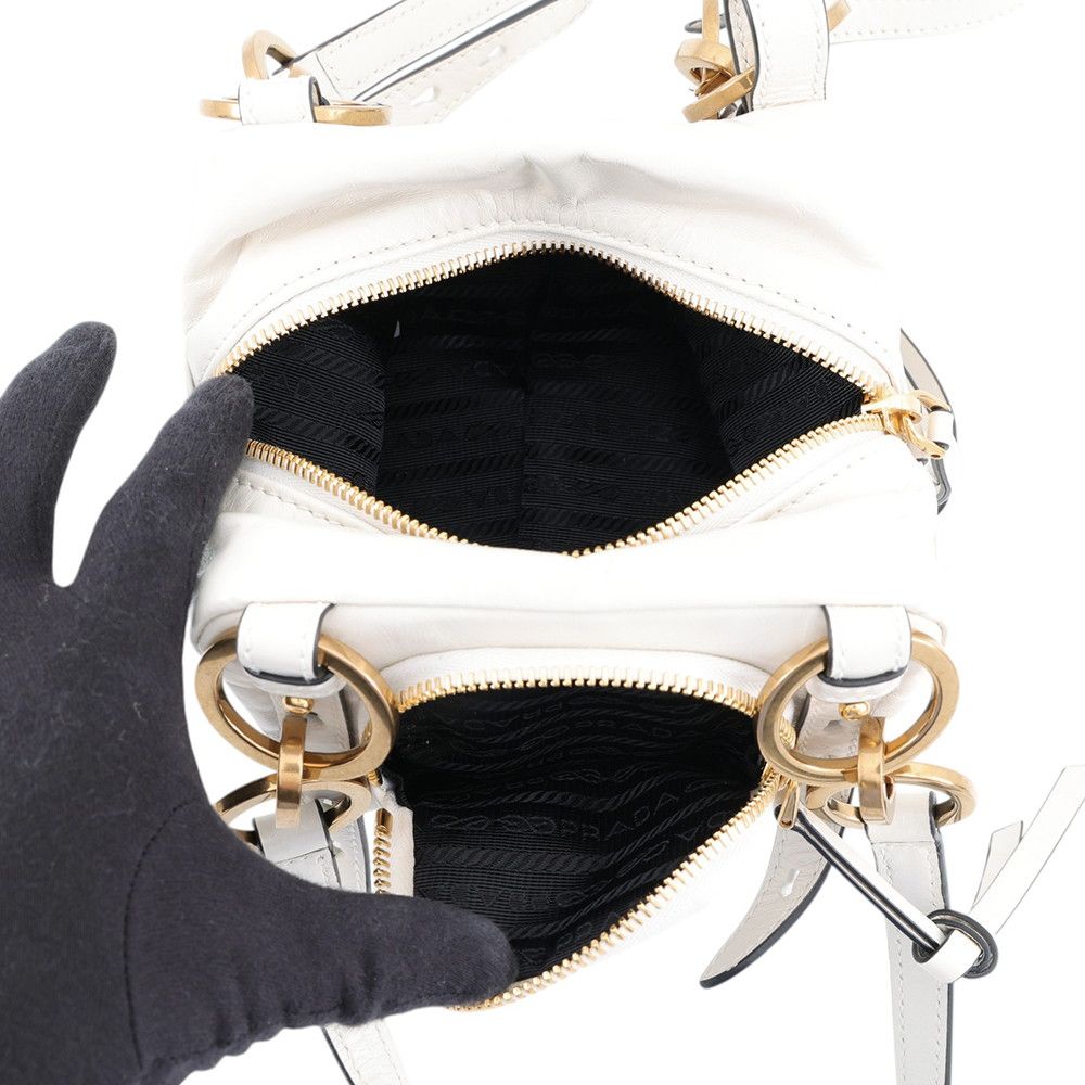 Prada Handbag Dangle Top Mini Leather White — view 5