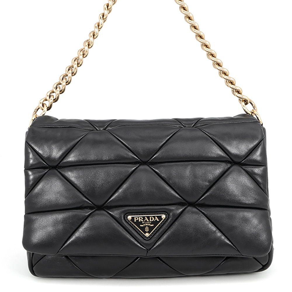Prada Shoulder Bag System Patchwork Leather Black