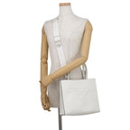 Prada Embossed Triangle Logo Leather 2-Way White Handbag — view 5