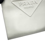 Prada Embossed Triangle Logo Leather 2-Way White Handbag — view 7