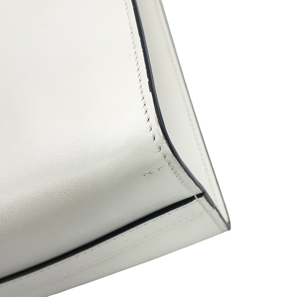 Prada Embossed Triangle Logo Leather 2-Way White Handbag — view 8