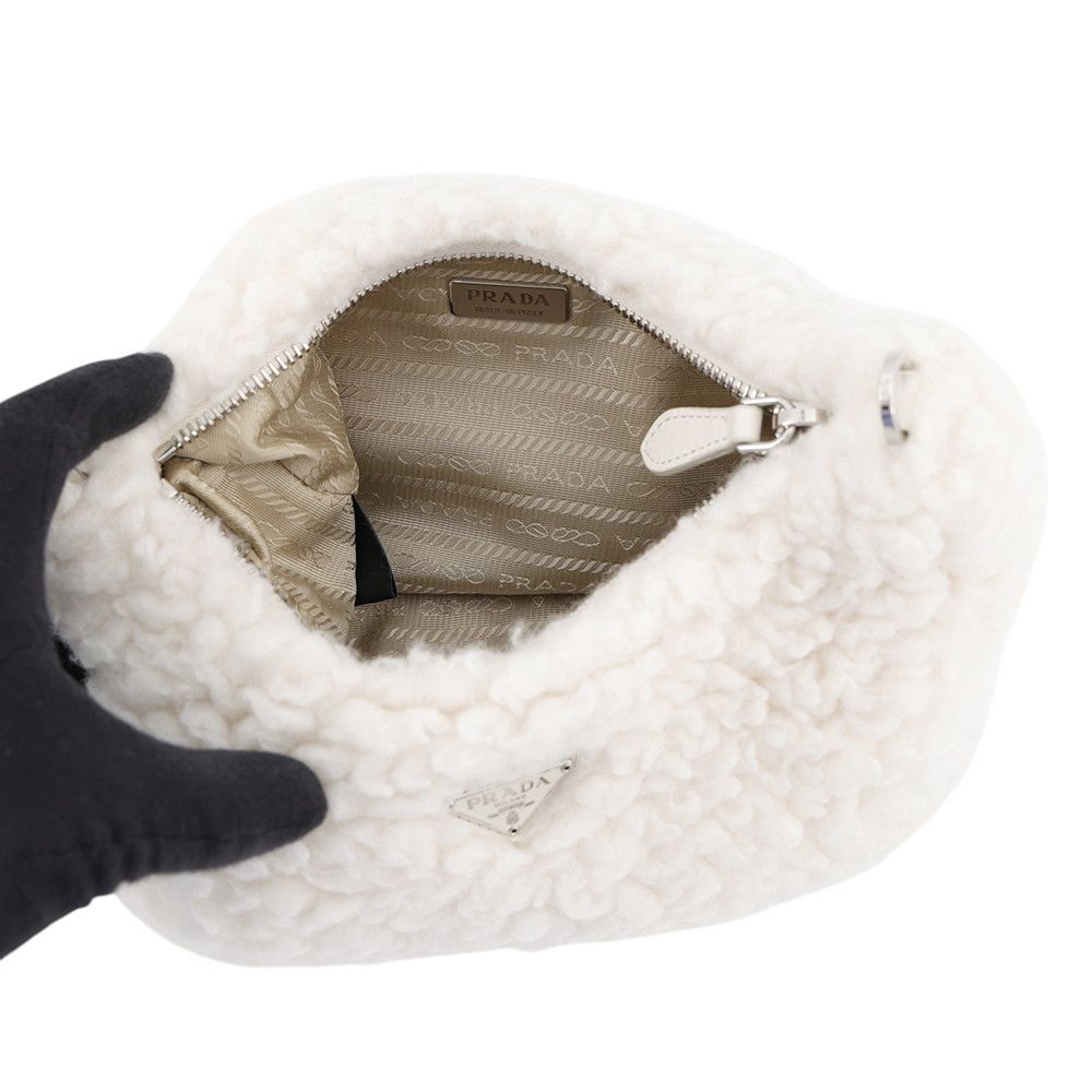 Prada Shoulder Bag Re Edition Wool Cashmere 2-Way White — view 6
