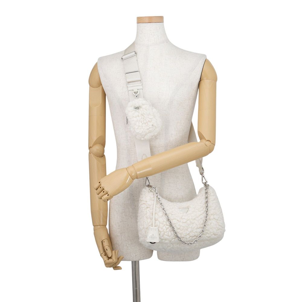 Prada Shoulder Bag Re Edition Wool Cashmere 2-Way White — view 5