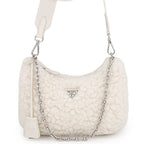 Prada Shoulder Bag Re Edition Wool Cashmere 2-Way White