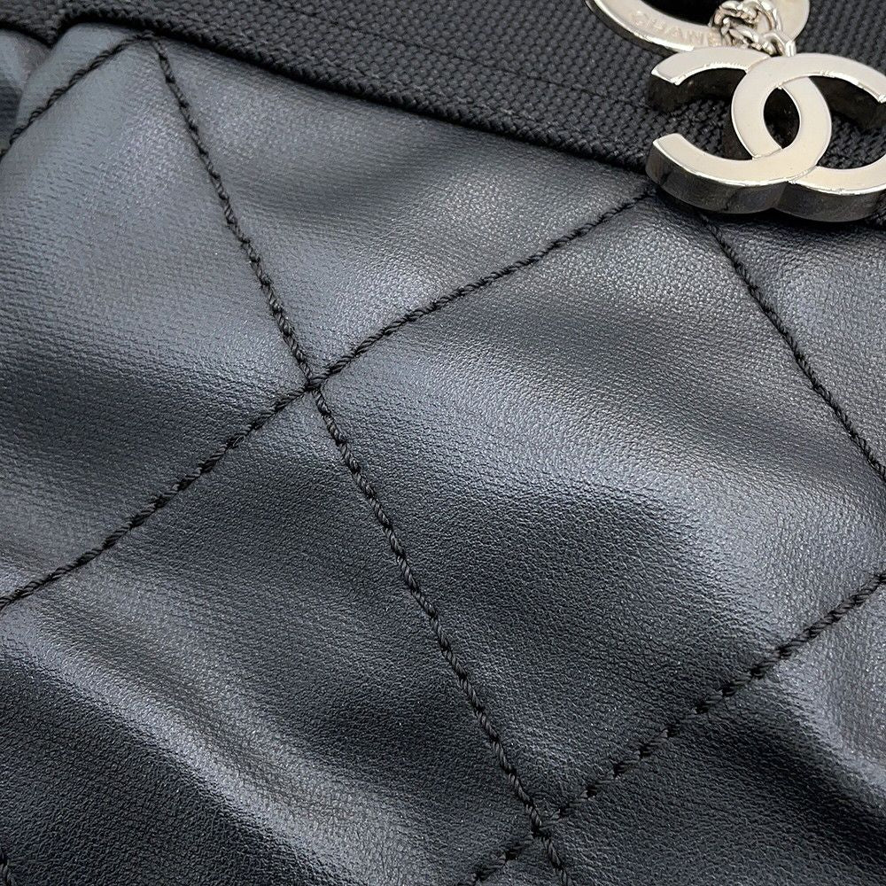 Chanel Tote Bag Paris Biarritz MM Quilted Coco Charm Black — view 7