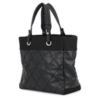Chanel Tote Bag Paris Biarritz MM Quilted Coco Charm Black — view 2