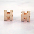 Hermes Mini Pop Earrings Included Metal Pink Gold Gray Ju