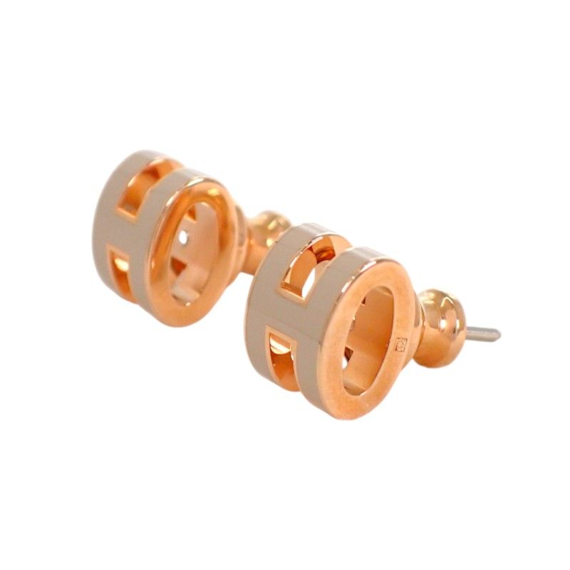 Hermes Mini Pop Earrings Included Metal Pink Gold Gray Ju — view 3