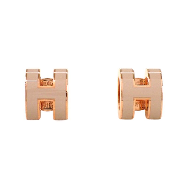 Hermes Mini Pop Earrings Included Metal Pink Gold Gray Ju — view 2
