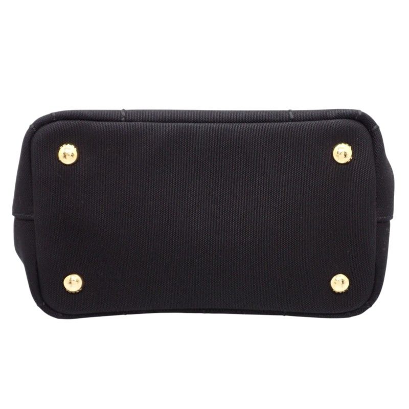 Prada Jardiniere Small Cotton Canvas Mini Bag 2-Way Handbag Black Gold — view 6