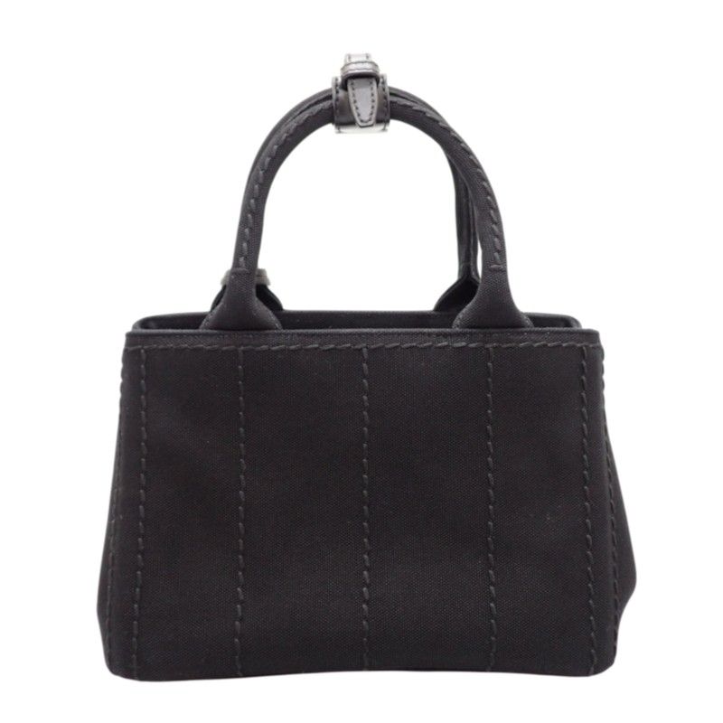 Prada Jardiniere Small Cotton Canvas Mini Bag 2-Way Handbag Black Gold — view 5