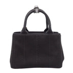 Prada Jardiniere Small Cotton Canvas Mini Bag 2-Way Handbag Black Gold — view 5
