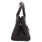 Prada Jardiniere Small Cotton Canvas Mini Bag 2-Way Handbag Black Gold — view 4