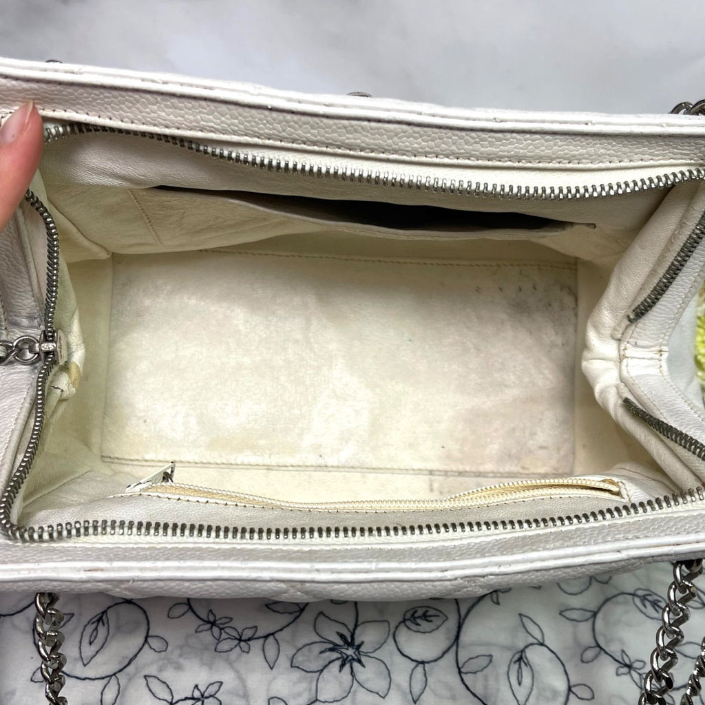 Chanel Caviar Leather Quilted CC Logo Shoulder Bag — view 8