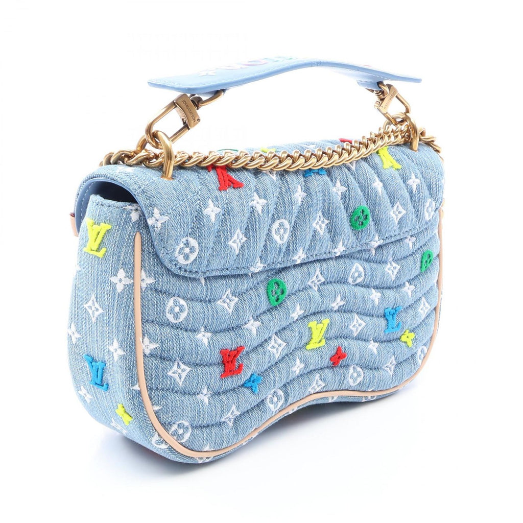 Louis Vuitton Shoulder Bag New Wave Chain MM 2-Way Denim Leather — view 2
