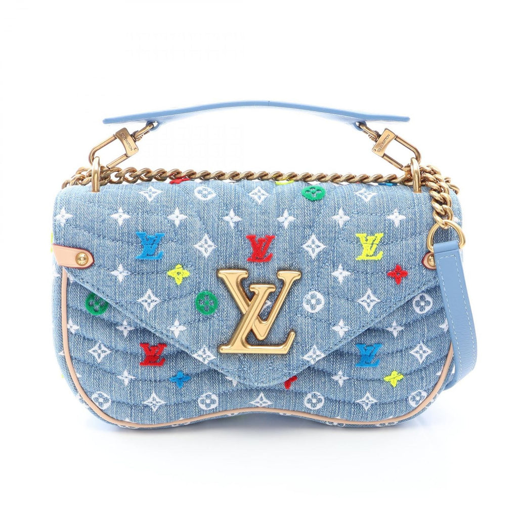 Louis Vuitton Shoulder Bag New Wave Chain MM 2-Way Denim Leather