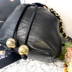 Chanel Jumbo CC Logo Drawstring Black Chain Shoulder Bag — view 4