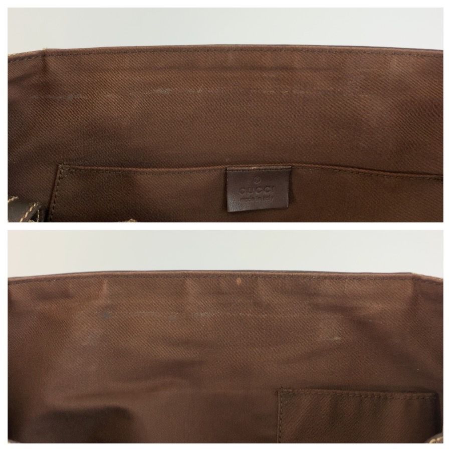 Gucci Trophy Beige Brown Gold GG Canvas Leather Tote Handbag — view 5