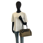Gucci Trophy Beige Brown Gold GG Canvas Leather Tote Handbag — view 7