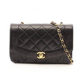 Chanel Shoulder Bag Quilted Diana Flap Black Lambskin Chain