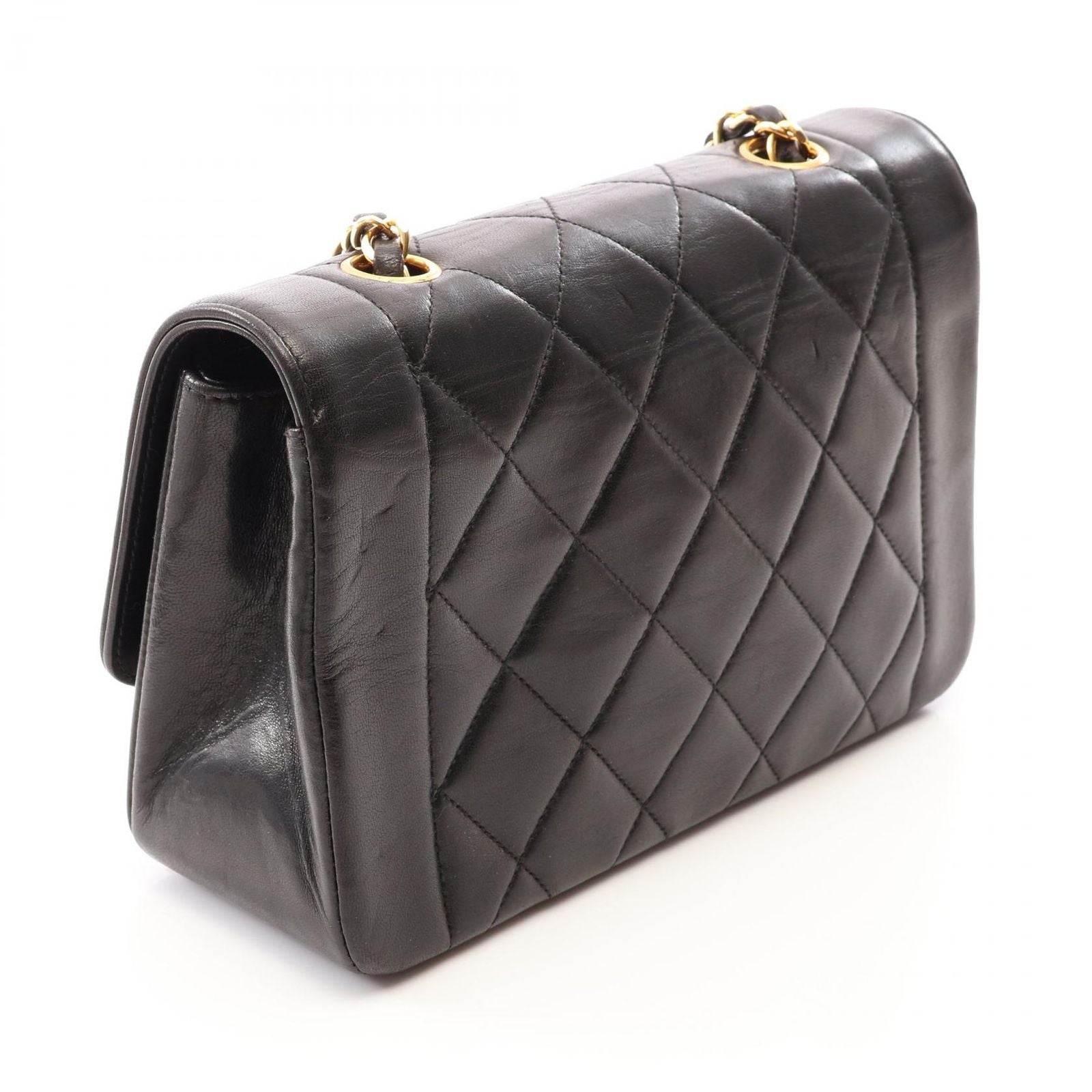 Chanel Shoulder Bag Quilted Diana Flap Black Lambskin Chain — view 2