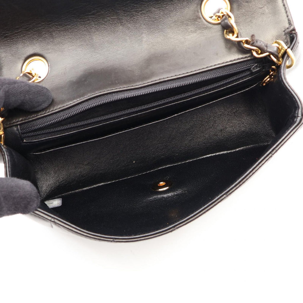 Chanel Shoulder Bag Quilted Diana Flap Black Lambskin Chain — view 3