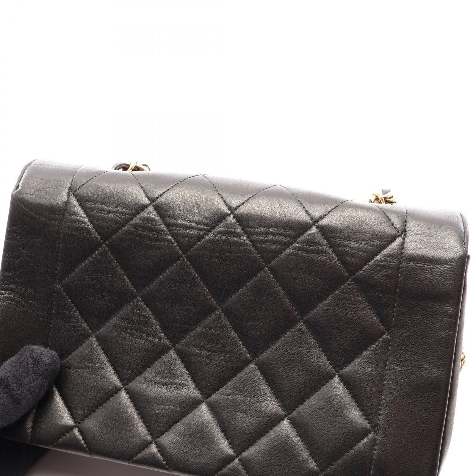 Chanel Shoulder Bag Quilted Diana Flap Black Lambskin Chain — view 7