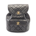 Chanel Backpack Quilted Black Lambskin Double Turnlock Chain