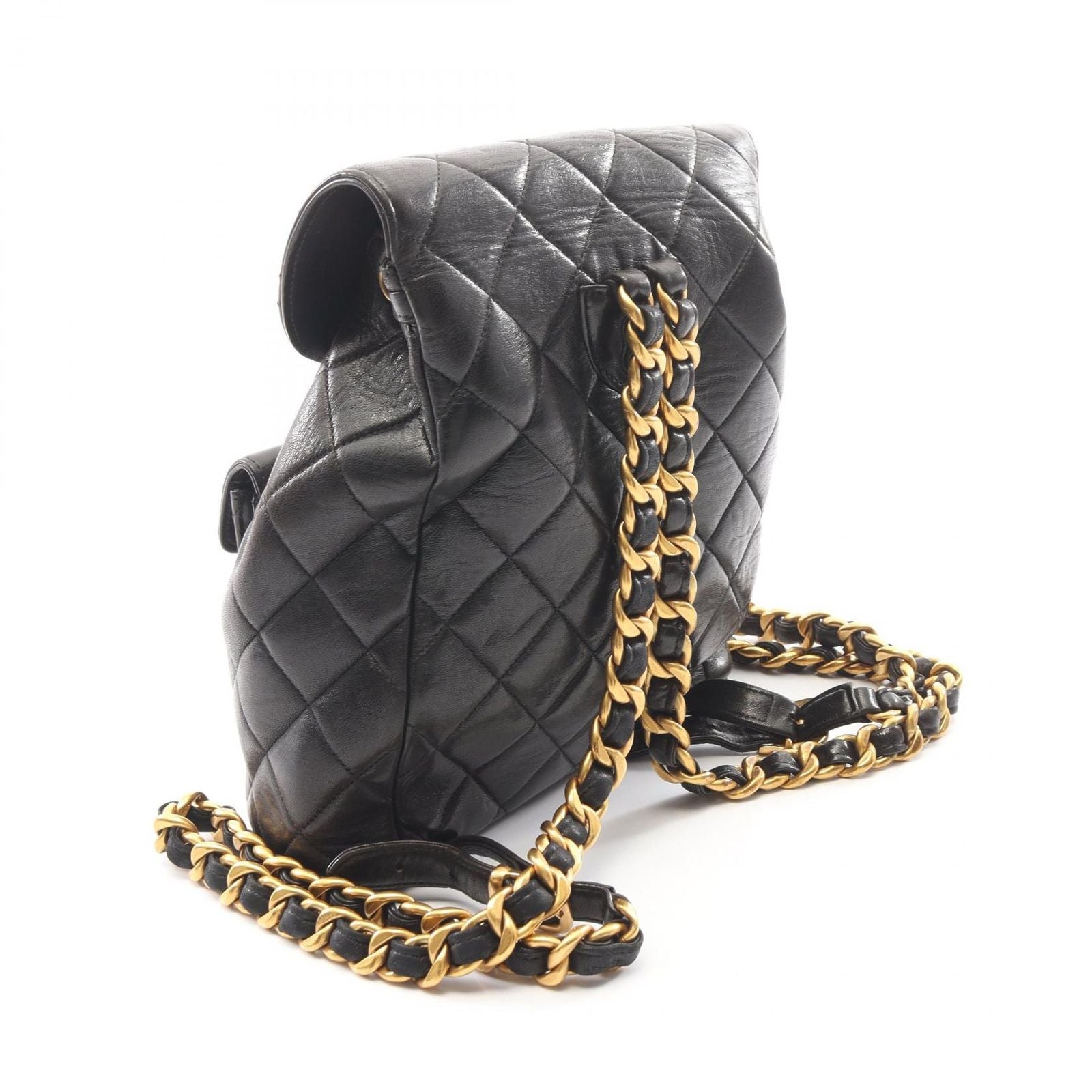 Chanel Backpack Quilted Black Lambskin Double Turnlock Chain — view 2