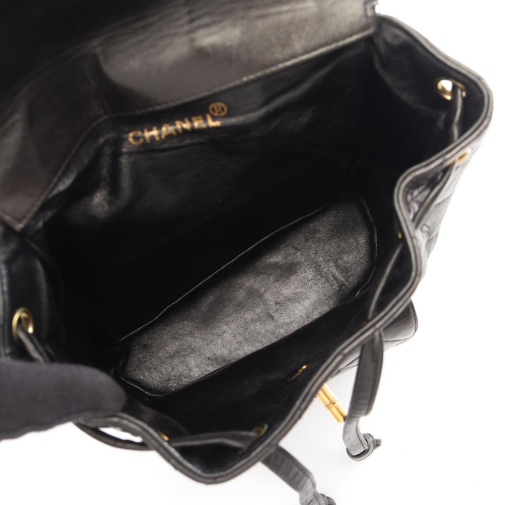 Chanel Backpack Quilted Black Lambskin Double Turnlock Chain — view 3