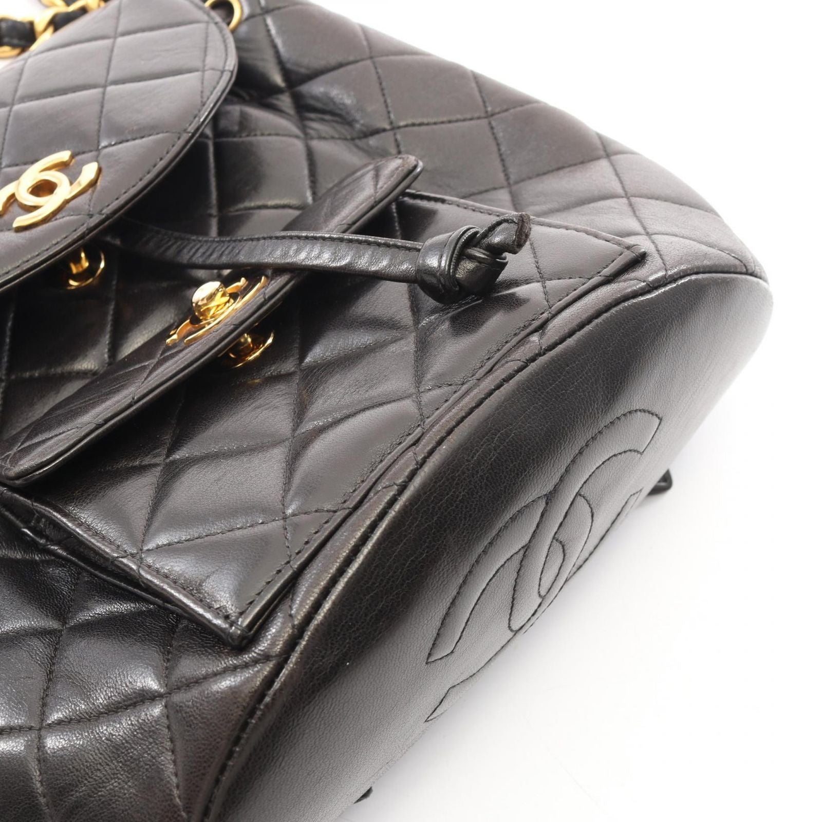 Chanel Backpack Quilted Black Lambskin Double Turnlock Chain — view 6