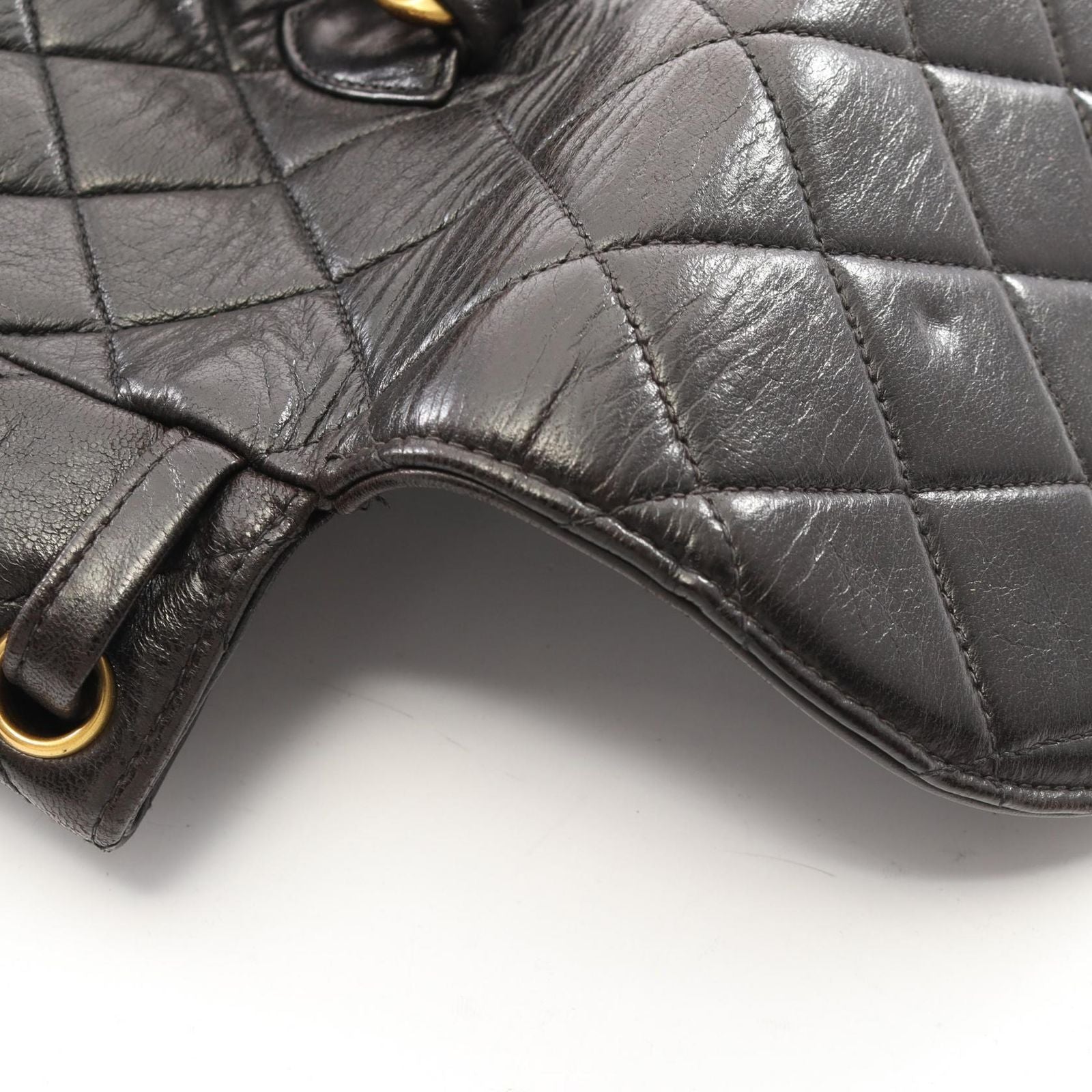 Chanel Backpack Quilted Black Lambskin Double Turnlock Chain — view 8
