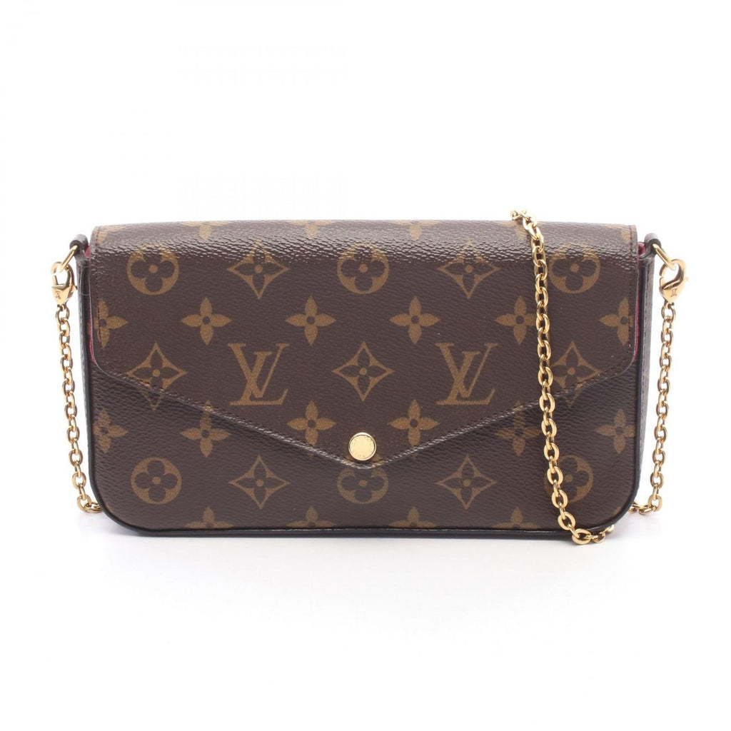 Louis Vuitton Shoulder Bag Pochette Felicie Monogram Fuchsia Canvas Leather