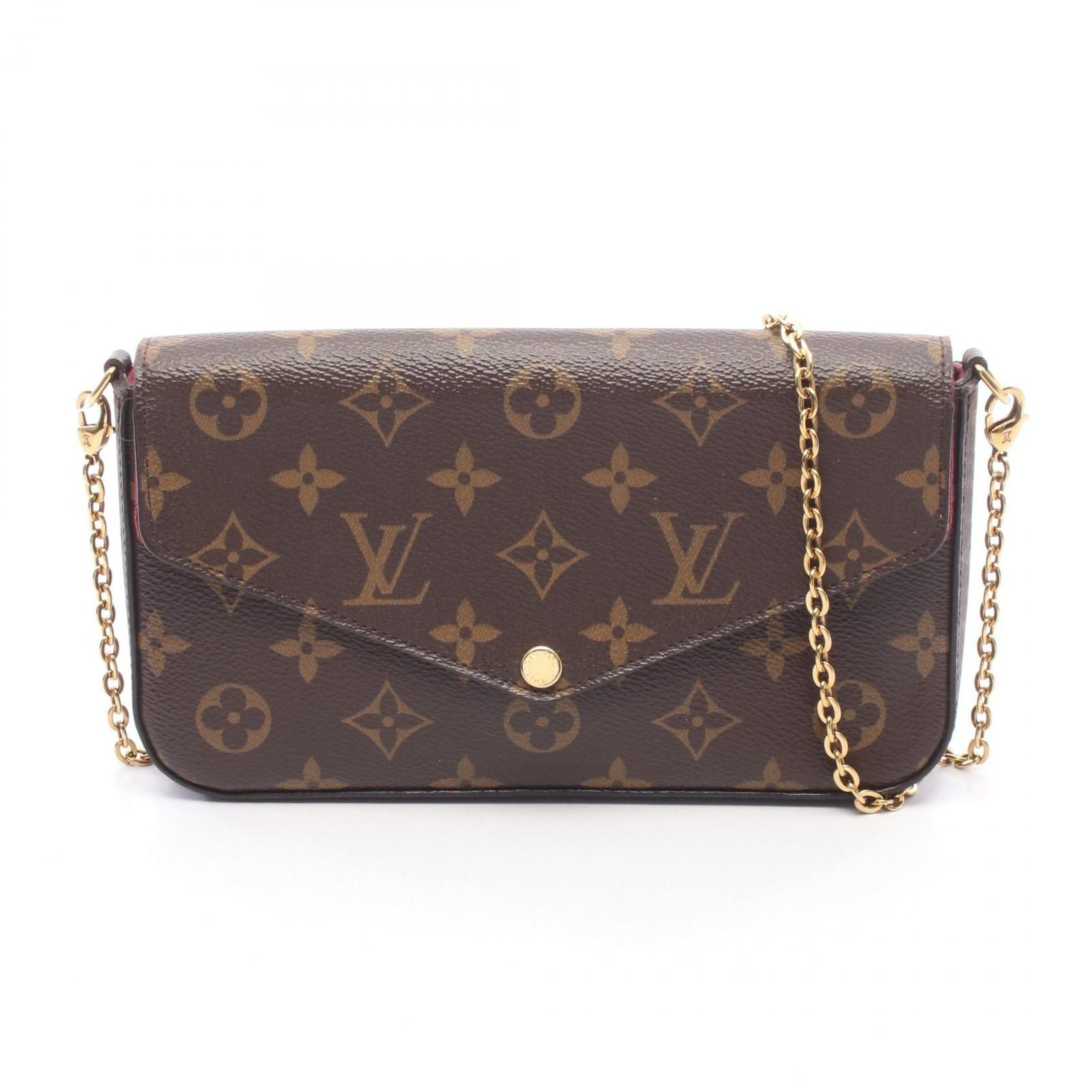 Louis Vuitton Shoulder Bag Pochette Felicie Monogram Fuchsia Canvas Leather