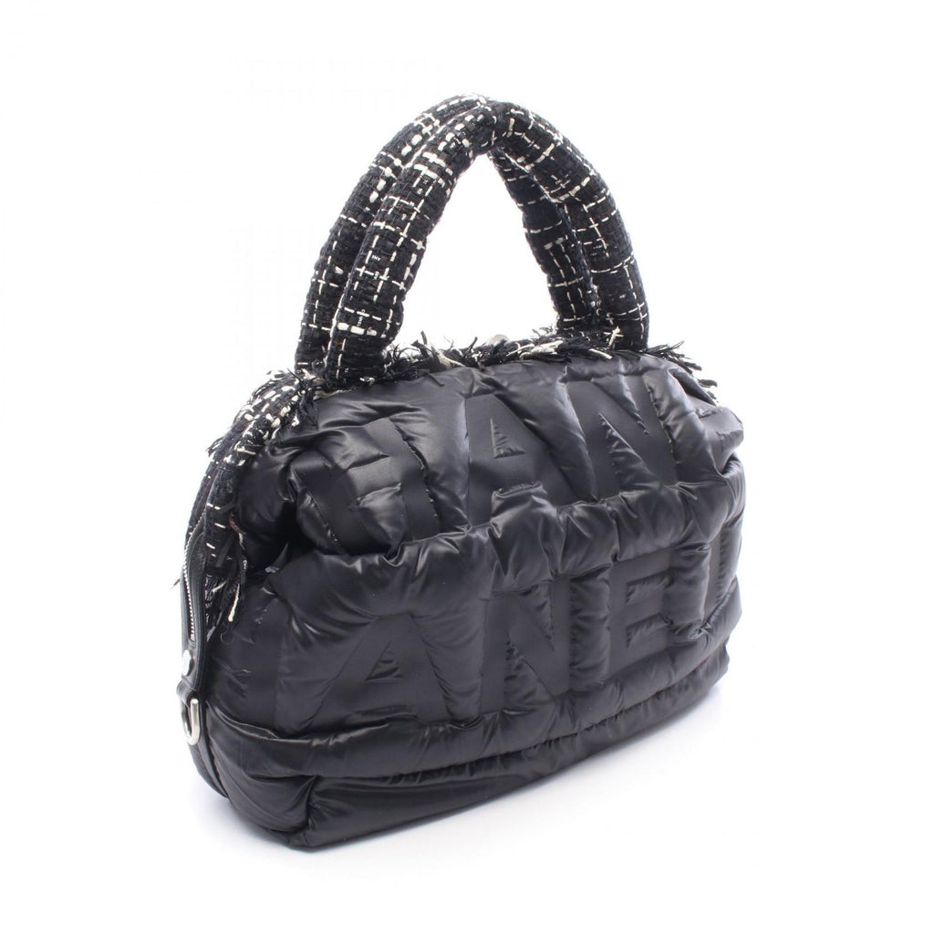 Chanel Tote Bag Dedoune Coconage 2-Way Black White Nylon Fabric — view 2