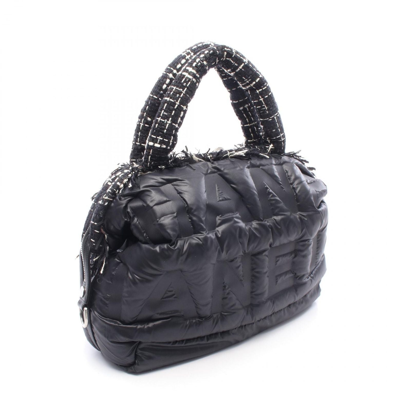 Chanel Tote Bag Dedoune Coconage 2-Way Black White Nylon Fabric — view 2