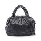 Chanel Tote Bag Dedoune Coconage 2-Way Black White Nylon Fabric