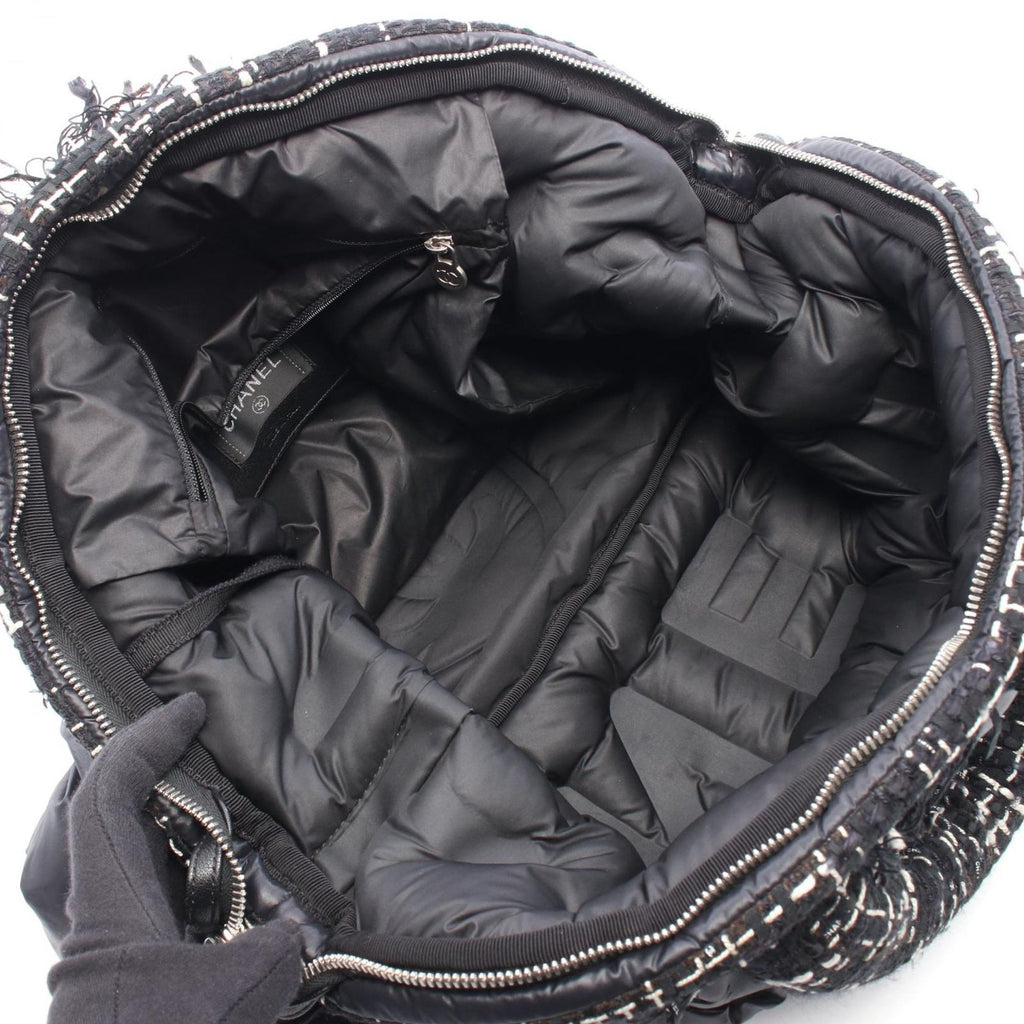 Chanel Tote Bag Dedoune Coconage 2-Way Black White Nylon Fabric — view 3