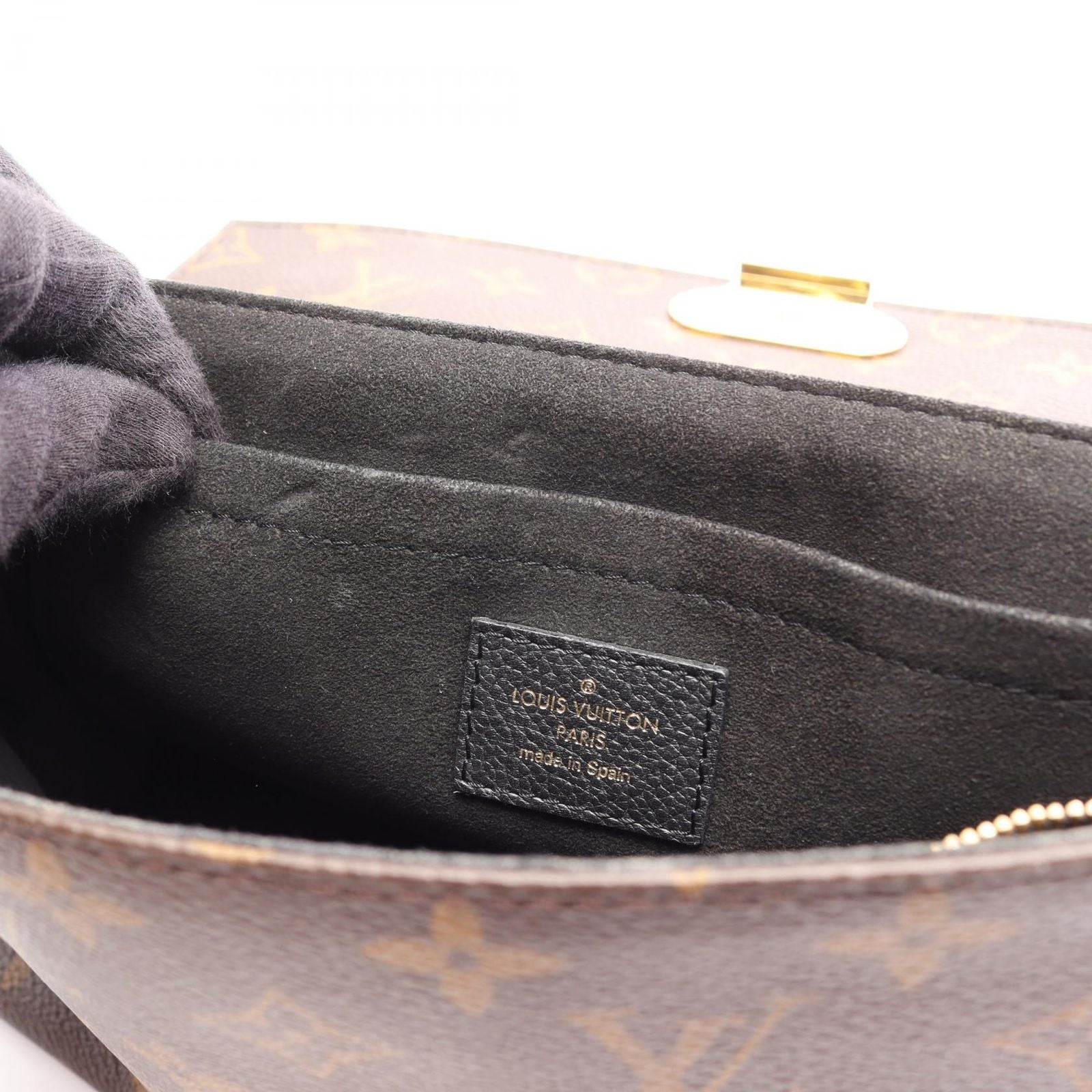 Louis Vuitton Shoulder Bag Sun Placido Monogram Noir Canvas Leather — view 7