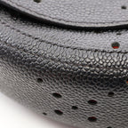 Chanel Shoulder Bag Round Flap Perforated Combination Black Caviar Leather — view 8