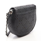 Chanel Shoulder Bag Round Flap Perforated Combination Black Caviar Leather — view 2