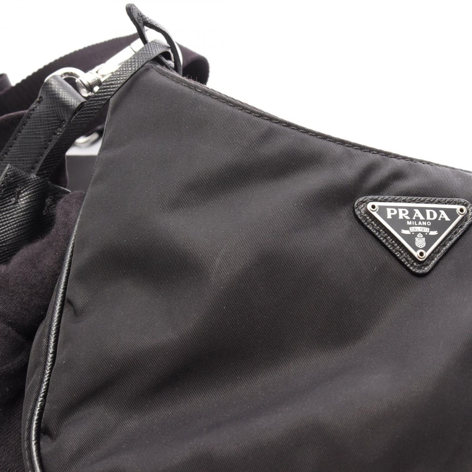 Prada Shoulder Bag Re Edition 2-Way Black Nylon Saffiano Leather — view 7