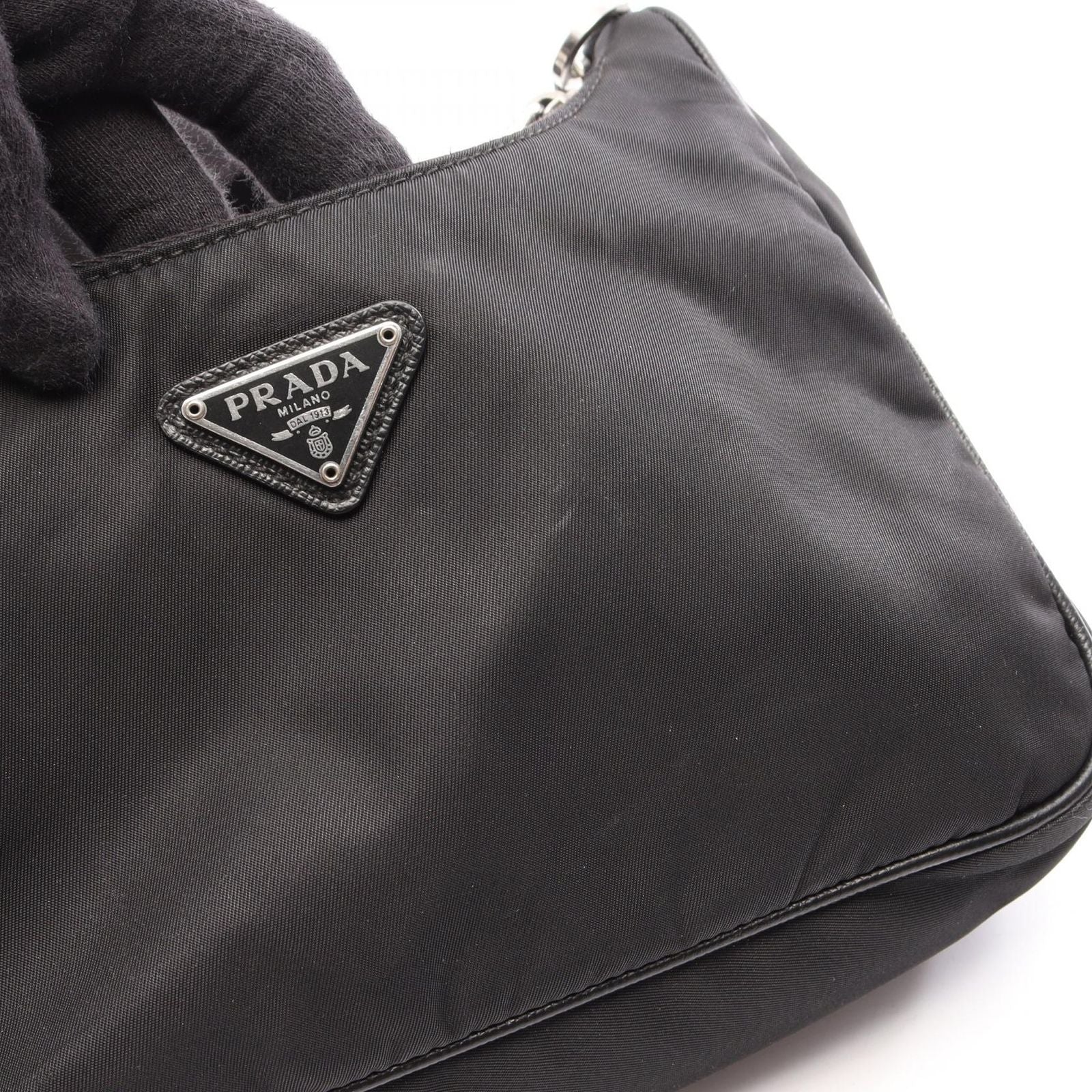 Prada Shoulder Bag Re Edition 2-Way Black Nylon Saffiano Leather — view 6