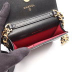 Chanel Shoulder Bag Quilted Card Slot Black Caviar Leather Classic Flap — view 3