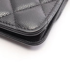 Chanel Shoulder Bag Quilted Card Slot Black Caviar Leather Classic Flap — view 6