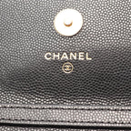 Chanel Shoulder Bag Quilted Card Slot Black Caviar Leather Classic Flap — view 4