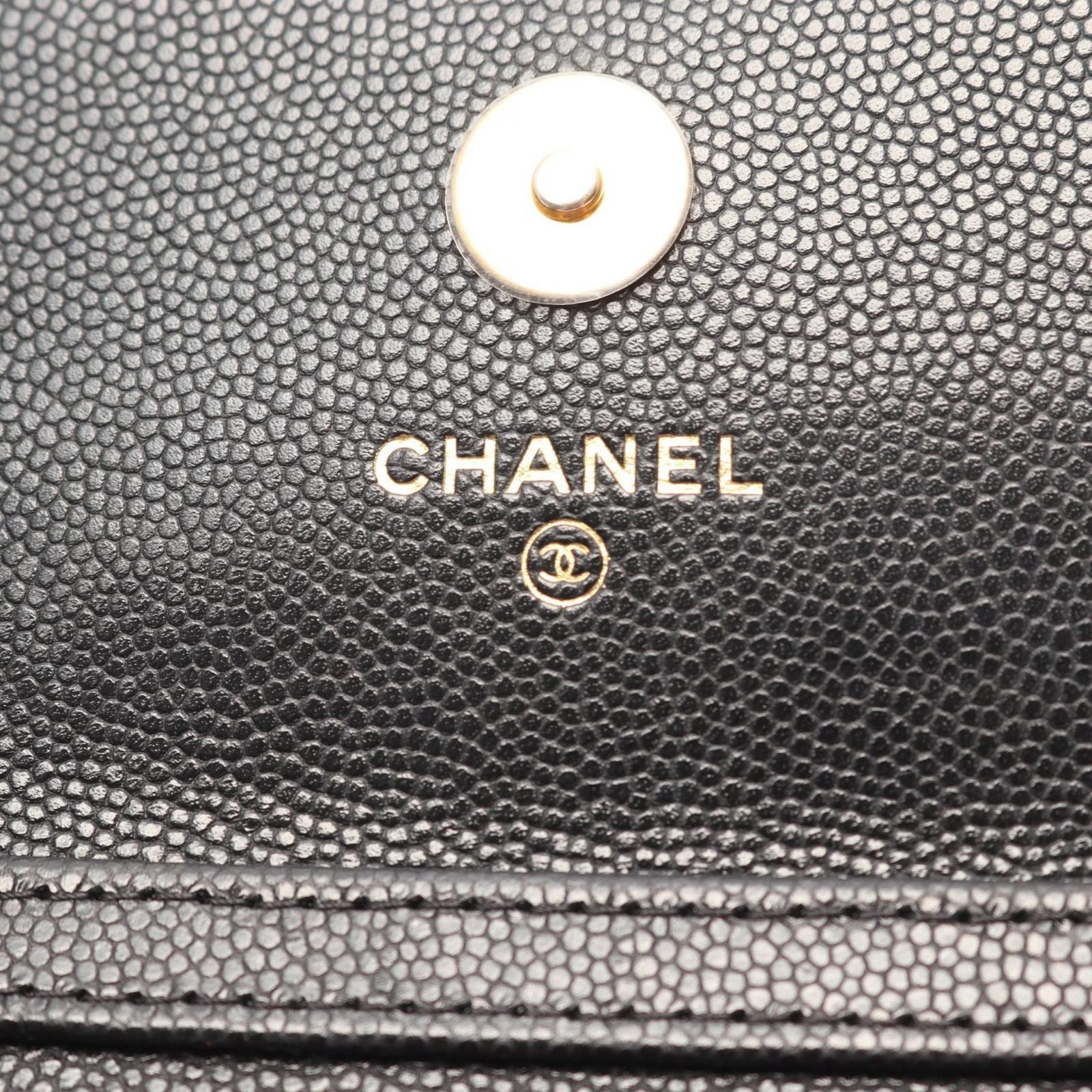 Chanel Shoulder Bag Quilted Card Slot Black Caviar Leather Classic Flap — view 4