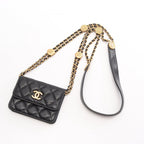 Chanel Shoulder Bag Quilted Card Slot Black Caviar Leather Classic Flap — view 7