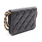 Chanel Shoulder Bag Quilted Card Slot Black Caviar Leather Classic Flap — view 2