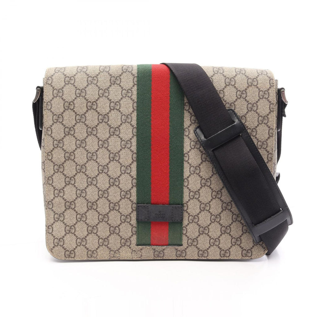 Gucci Shoulder Bag GG Supreme Beige Canvas Leather Sherry Line